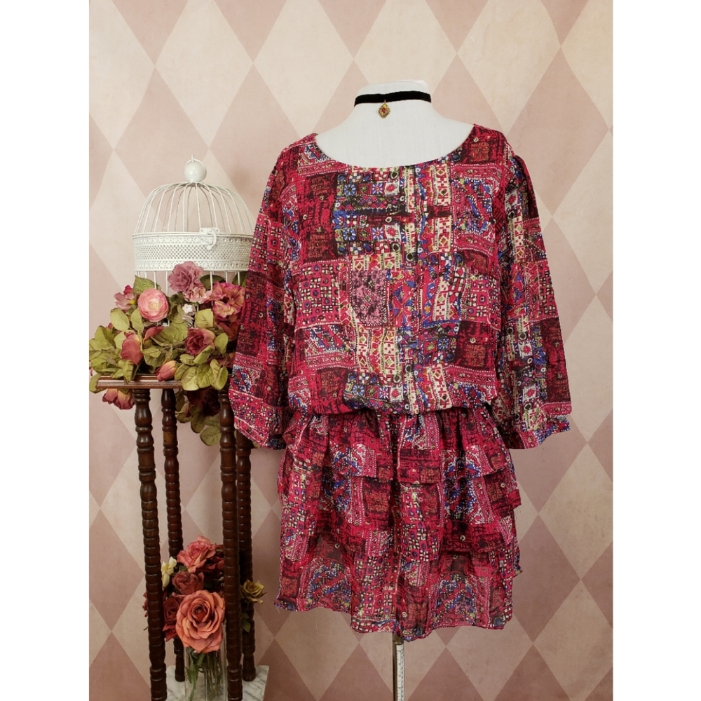 Pink Patchwork Mini Dress